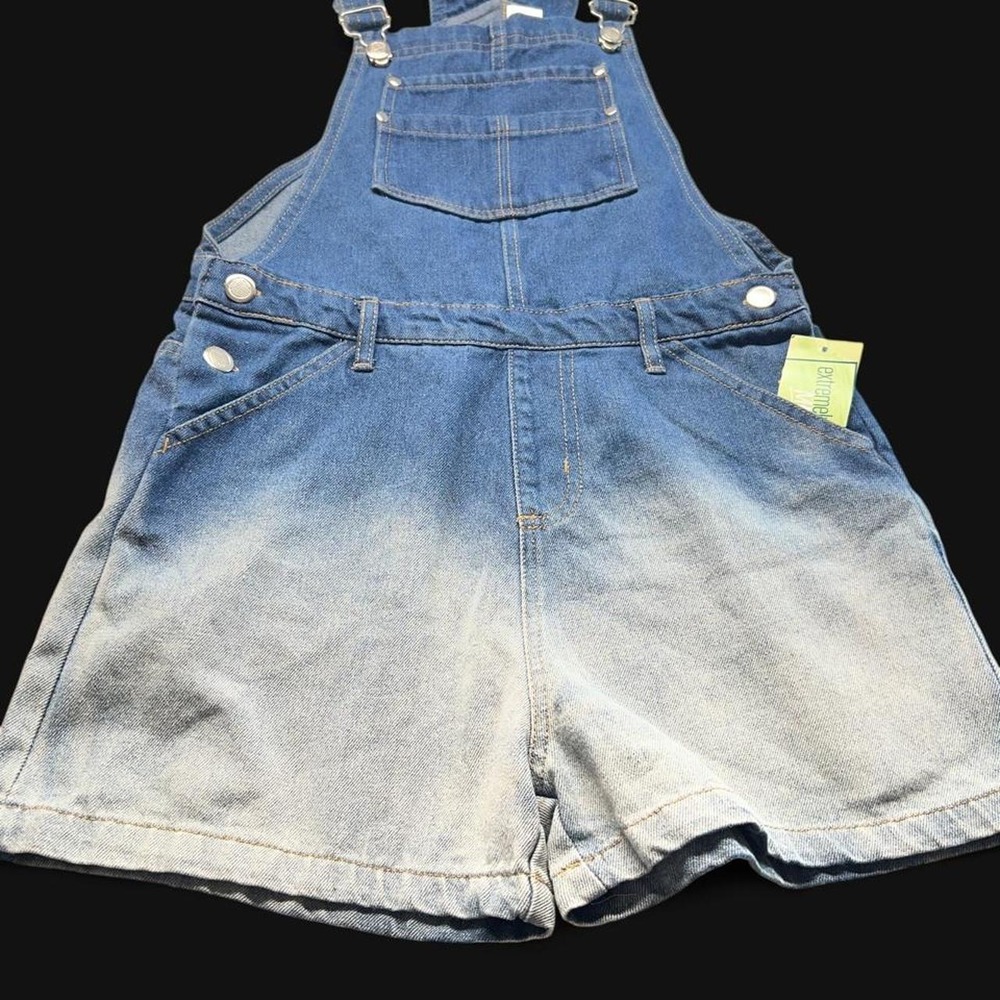Extremely Me Girls Denim Shortalls Blue Ombre Size 14 Overalls Shorts NWT